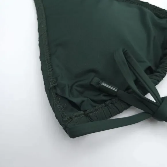 POLO RALPH LAUREN New SET Swimsuit M Bikini Top Bottle Green Subtle Textured
